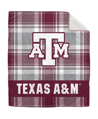 Pegasus Home Fashions Texas A&M Aggies 50" x 60" Plaid Flannel Sherpa Plush Blanket