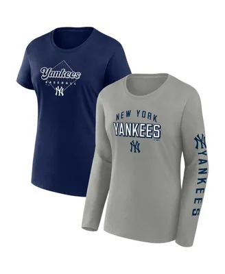 Women's Fanatics Gray, Navy New York Yankees T-shirt Combo Pack