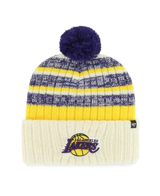 Men's '47 Brand Cream Los Angeles Lakers Tavern Cuffed Knit Hat with Pom