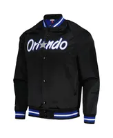 Men's Mitchell & Ness Black Orlando Magic Hardwood Classics Throwback Wordmark Raglan Full-Snap Jacket