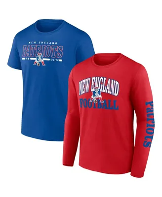 Men's Fanatics Red, Royal New England Patriots Throwback T-shirt Combo Set