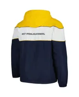 Men's G-iii Sports by Carl Banks Navy West Virginia Mountaineers Center Line Half-Zip Raglan Hoodie Jacket