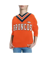 Women's Tommy Hilfiger Orange Denver Broncos Heidi V-Neck Pullover Sweatshirt