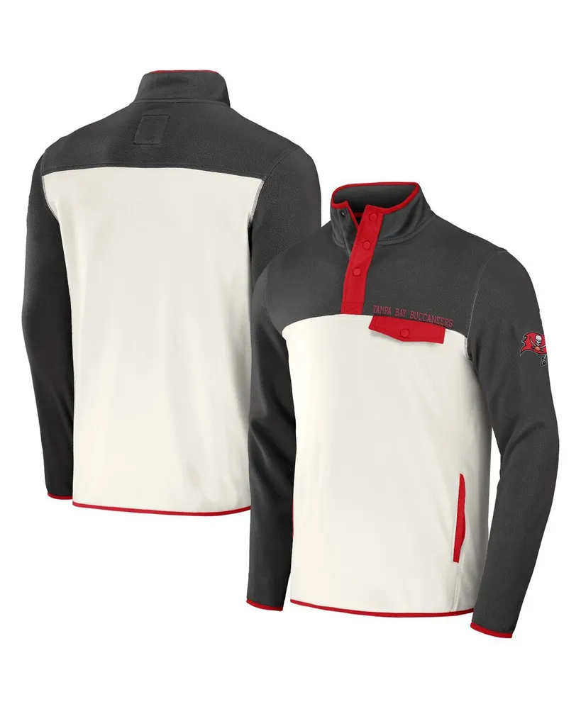 Men's Nfl x Darius Rucker Collection by Fanatics Pewter, Cream Tampa Bay Buccaneers Micro Fleece Quarter-Snap Jacket