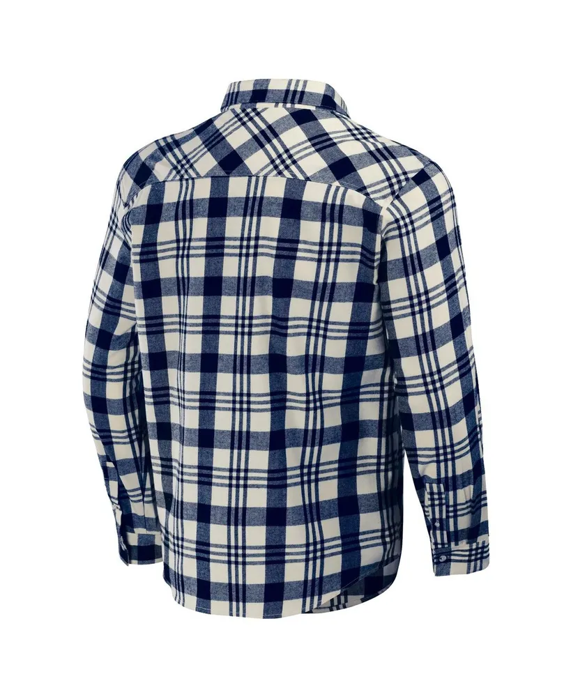 Men's Darius Rucker Collection by Fanatics Navy Seattle Mariners Plaid Flannel Button-Up Shirt