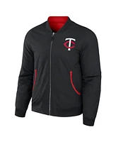 Men's Darius Rucker Collection by Fanatics Black, Red Minnesota Twins Reversible Full-Zip Bomber Jacket
