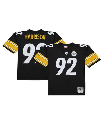 Men's Mitchell & Ness James Harrison Black Distressed Pittsburgh Steelers Legacy Replica Jersey