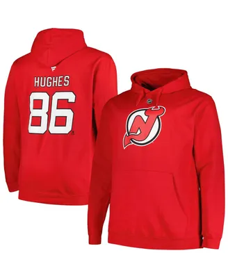 Men's Profile Jack Hughes Red New Jersey Devils Big and Tall Name Number Pullover Hoodie