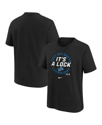 Big Boys Nike Black Detroit Lions 2023 Nfc North Division Champions Locker Room Trophy Collection T-shirt