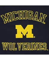 Women's Hype And Vice Navy Michigan Wolverines Colorblock Rookie Crew Pullover Sweatshirt