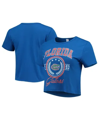 Women's ZooZatz Royal Distressed Florida Gators Core Laurels Cropped T-shirt