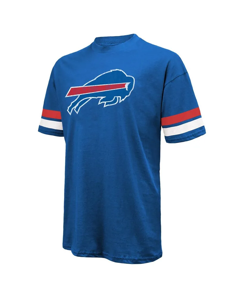 Men's Majestic Threads Josh Allen Royal Distressed Buffalo Bills Name and Number Oversize Fit T-shirt