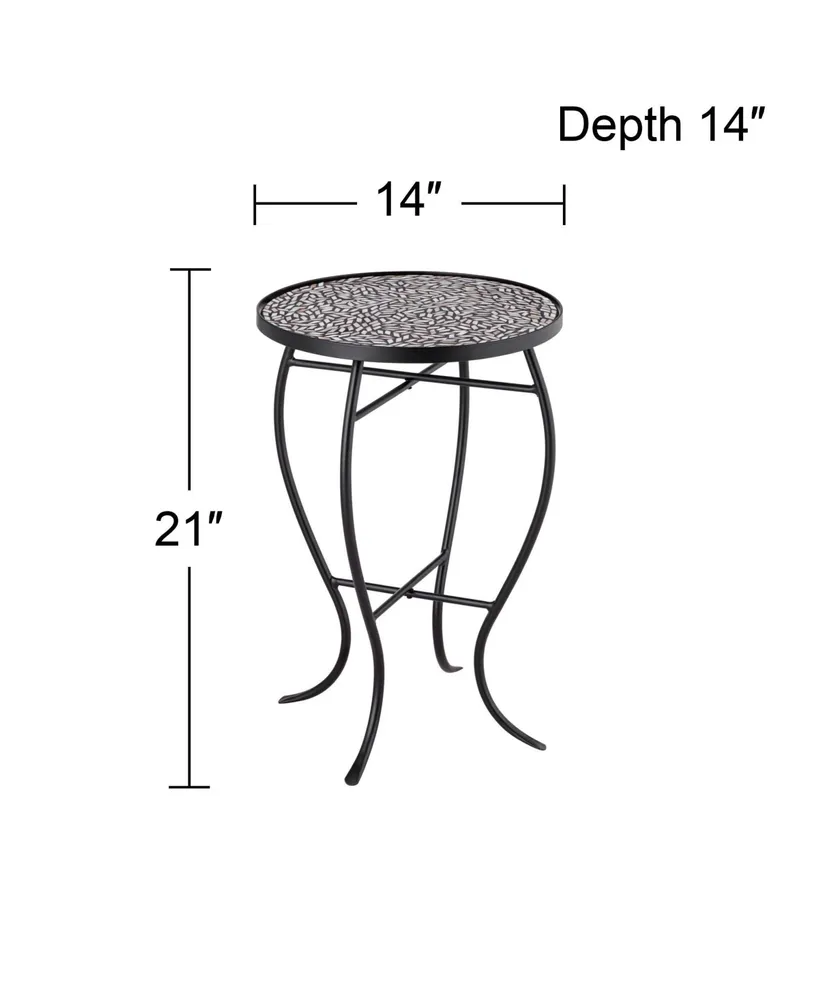 Zaltana Modern Black Metal Round Outdoor Accent Side Table 14" Wide Free