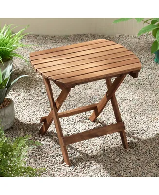 Monterey Modern Acacia Wood Outdoor Folding Accent Side End Table 20" x 14" Natural Slatted Tabletop Legs for Patio House Home Balcony Backyard Spaces
