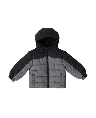 Bearpaw Baby Boys Colorblock Fleece Lined Puffer Coat with Hood
