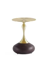 Manhattan Comfort Patching 15.75" Wide Stainless Steel Gold-Tone Tabletop End Table