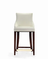 Manhattan Comfort Shubert Leatherette Upholstered Beech Wood Counter Stool