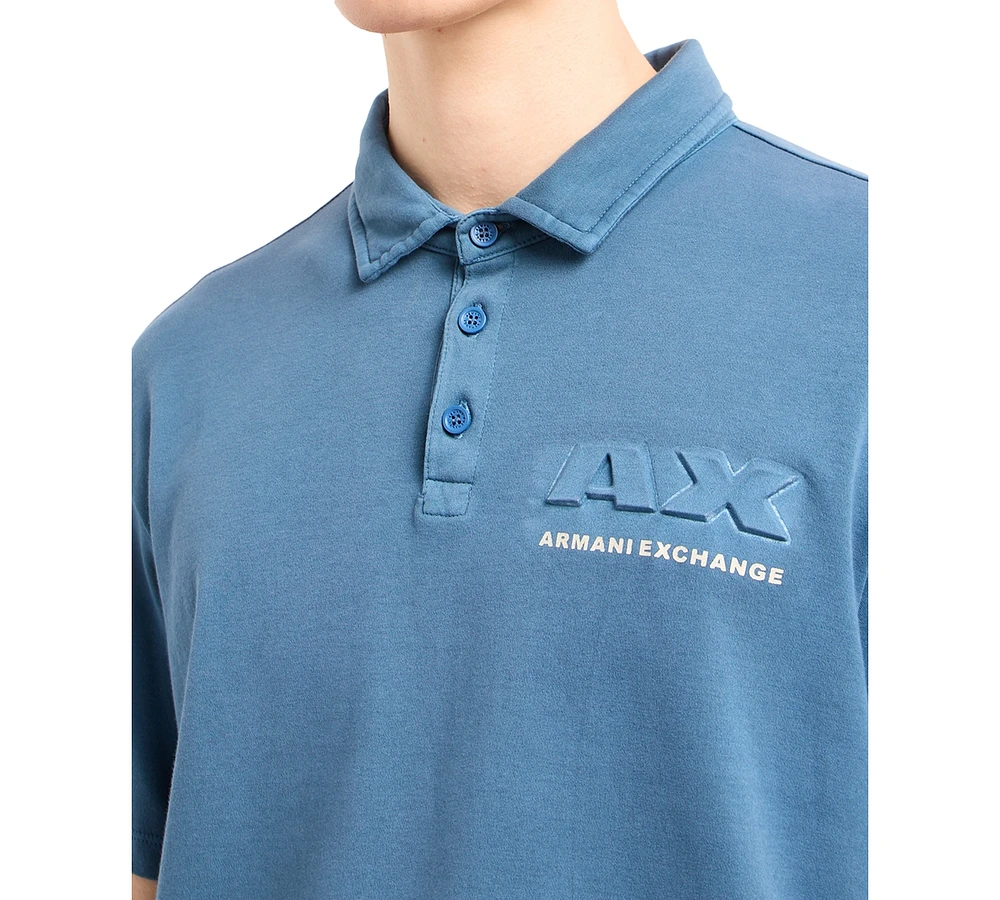 A|X Armani Exchange Mens Regular-Fit Embossed Logo Polo Shirt