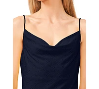 CeCe Women's Eyelet Spaghetti Strap Cowl Neck Top