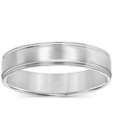 Men's Satin Finish Beveled Edge Band 18k Gold-Plated Sterling Silver (Also Silver)