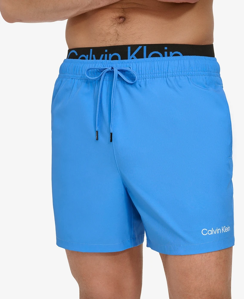 Calvin Klein Men's Logo Elastic Waist Modern Euro 5" Volley Swim Trunks