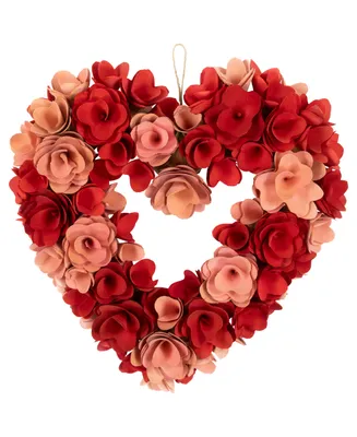 Northlight Wooden Roses Artificial Valentine's Day Wreath, 15"