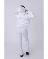 Women's White Oosc Print Chic Puffer Jacket