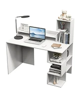 Modern Computer Desk with Storage Bookshelf and Hutch for Home Office