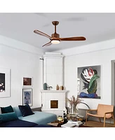 52 Inch Reversible Ceiling Fan with Led Light and Adjustable Temperature