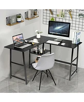 L Shaped Corner Computer Desk with Storage Shelves