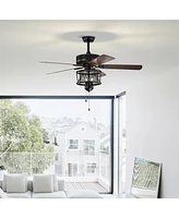 50 Inches Ceiling Fan with Lights Reversible Blades and Pull Chain Control