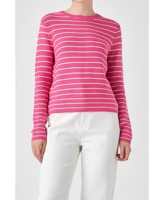 Women's Round-neck Striped Sweater