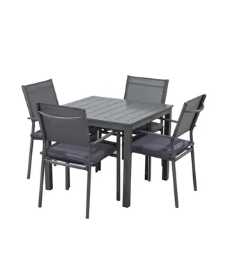 Mondawe 5-Piece Aluminum Outdoor Patio Dining Set with Cushion, Gray