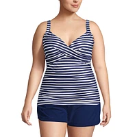 Lands' End Women's Plus Dd-Cup V-Neck Wrap Underwire Tankini Swimsuit Top