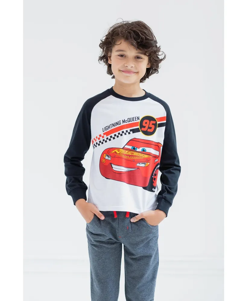 Disney Pixar Cars Lightning McQueen Boys Toddler/child T-Shirt and Jogger French Terry Pants White / Gray