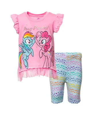 My Little Pony Girls Toddler/child Ruffled Sleeves T-Shirt Bike Shorts Set