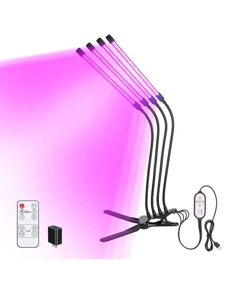 Led Grow Light Full Spectrum Clip Usb Plant Growing Lamp Remote Control 4-Head