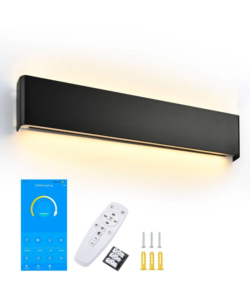 25" Bathroom Vanity Light Dimmable App & Remote Control over Mirror Modern Black