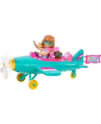 Barbie Chelsea Can Be Plane Doll and Play Set, 2-Seater Aircraft with Spinning Propeller and 7 Accessories