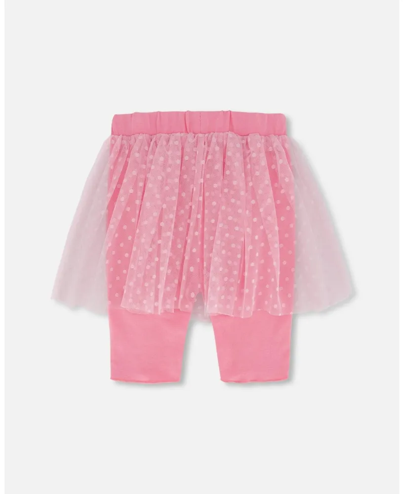 Girl Biker Short With Mesh Skirt Hot Pink