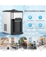 3-in-1 Water Cooler Dispenser with Built-in Ice Maker and 3 Temperature Settings-Silver