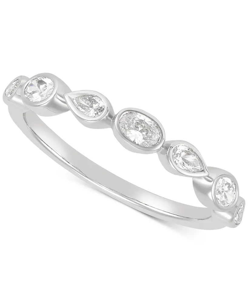 Diamond Oval & Pear Bezel Band (1/2 ct. t.w.) in 14k White Gold