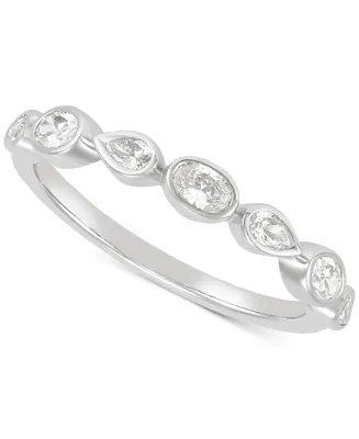 Diamond Oval & Pear Bezel Band (1/2 ct. t.w.) in 14k White Gold