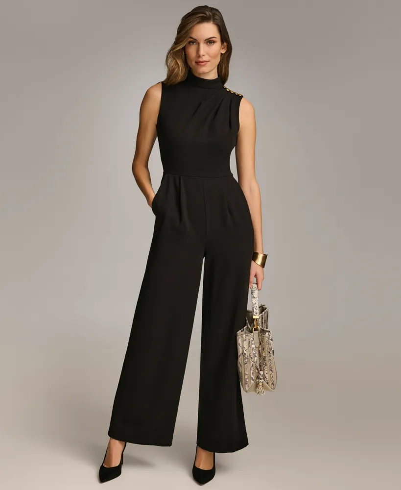 Donna Karan Women's Mock-Neck Sleeveless Straight-Leg Jumpsuit