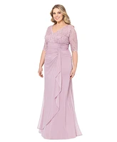 B&A by Betsy & Adam Plus V-Neck Gown