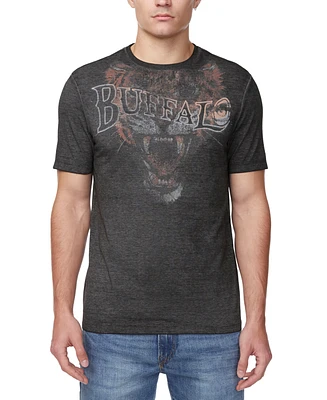 Buffalo David Bitton Men's Talop Faded Short Sleeve Crewneck Tiger Graphic T-Shirt