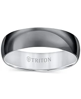 Triton Men's Titan Wedding Band Black & White Titanium