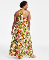 I.n.c. International Concepts Plus Linen-Blend Halter Maxi Dress, Created for Macy's