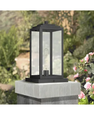 Titan Modern Outdoor Pier Mount Light Matte Black 17" Clear Glass Shade for Post Exterior Barn Deck House Porch Yard Patio Outside Garage Front Door