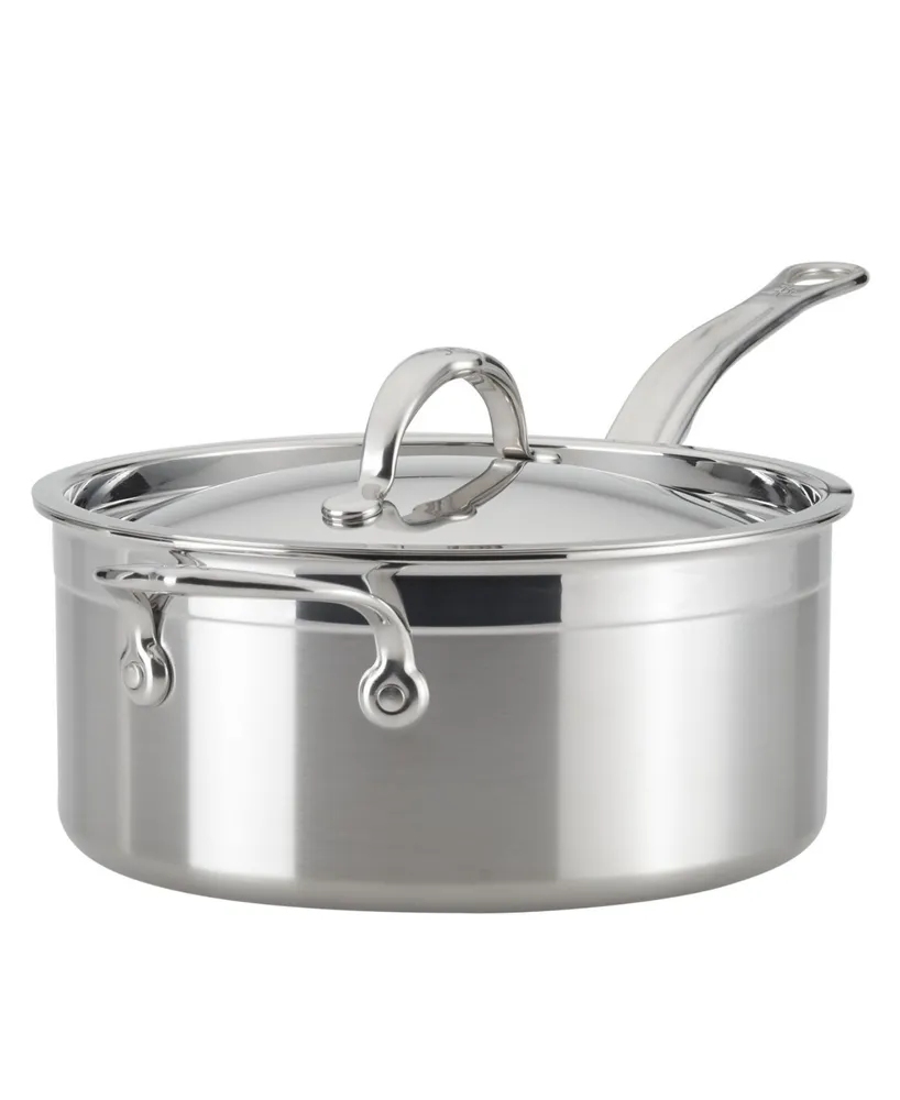 Hestan ProBond Clad Stainless Steel 4-Quart Covered Saucepan with Helper Handle